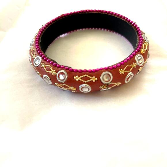 Pier 1 Bejeweled Bangle and Mirror Vintage Pier One Imports 90s - Picture 2 of 4